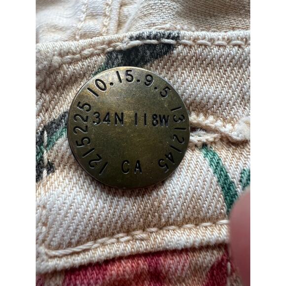 Current Elliott Ivory Floral Straight Skinny Low Rise Stretch Jeans Size 25-0 - Picture 8 of 10